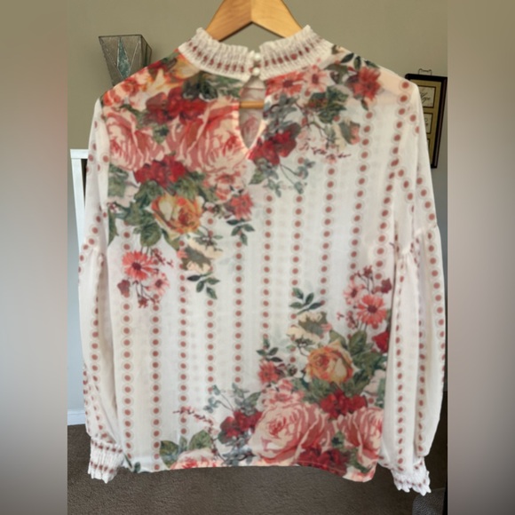 CHICWISH FANCY IN GARDENS FLORAL CHIFFON BLOUSE - Picture 5 of 6